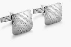 Paar Manschettenknöpfe mit Streifenmuster, aus 925 Silber, ca. 15 mm x 15 mm