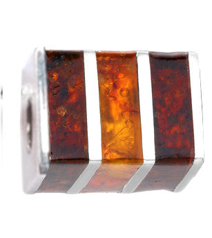 Ein Bead-Silberanhänger mit Bernstein, Größe 9 mm x 12 mm, (ohne Kette)