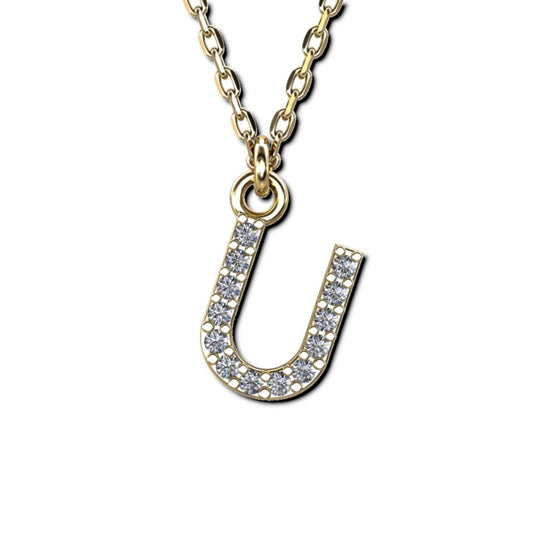 Vergoldete Ankerkette mit Buchstaben-Anhänger "U", aus 925 Silber, Breite ca 1 mm, Länge 40 + 3 cm