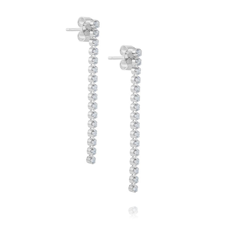 Silberohrringe mit Zirkonia, Stecker, rhodiniert, aus 925 Silber, 40 mm x 5 mm, Anlaufgeschützt