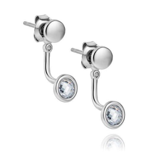 Silberohrringe mit Zirkonia, Stecker, rhodiniert, aus 925 Silber, 17 mm x 6 mm, Anlaufgeschützt