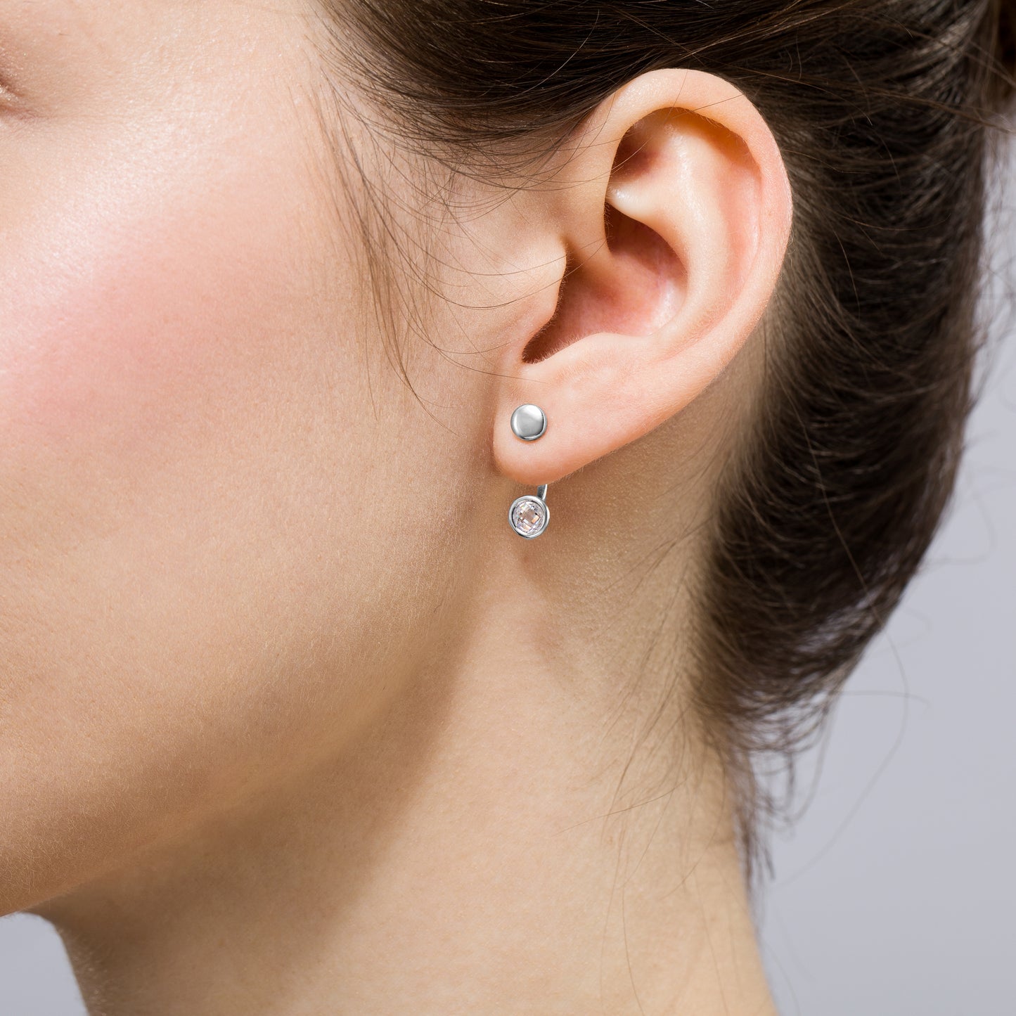 Silberohrringe mit Zirkonia, Stecker, rhodiniert, aus 925 Silber, 17 mm x 6 mm, Anlaufgeschützt
