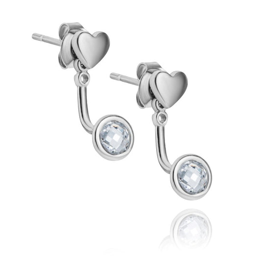 Silberohrringe mit Zirkonia, Stecker, rhodiniert, aus 925 Silber, 17 mm x 6 mm, Anlaufgeschützt