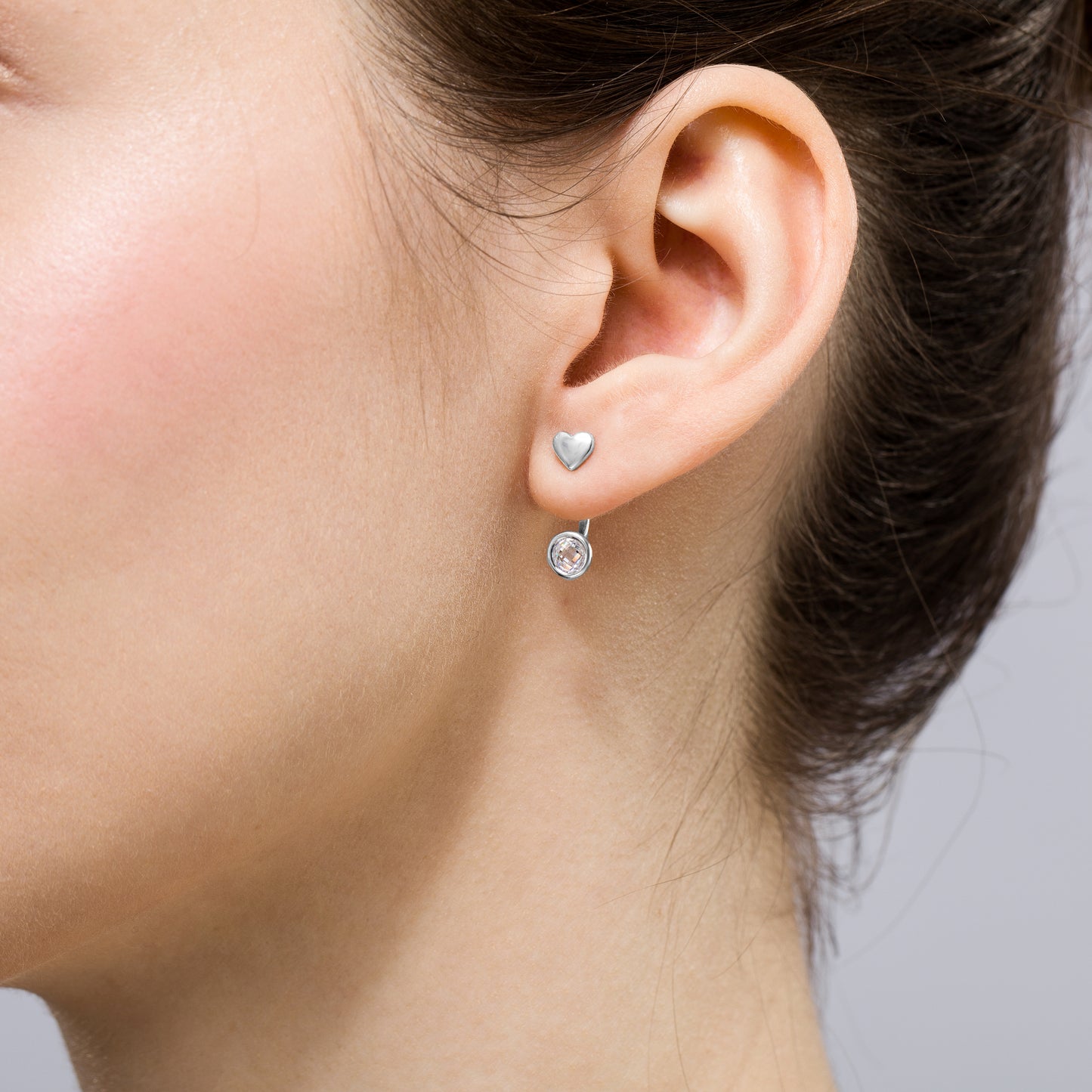 Silberohrringe mit Zirkonia, Stecker, rhodiniert, aus 925 Silber, 17 mm x 6 mm, Anlaufgeschützt