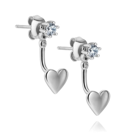 Silberohrringe mit Zirkonia, Stecker, rhodiniert, aus 925 Silber, 17 mm x 6 mm, Anlaufgeschützt