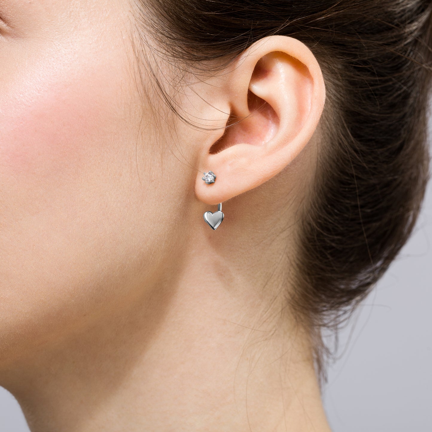 Silberohrringe mit Zirkonia, Stecker, rhodiniert, aus 925 Silber, 17 mm x 6 mm, Anlaufgeschützt