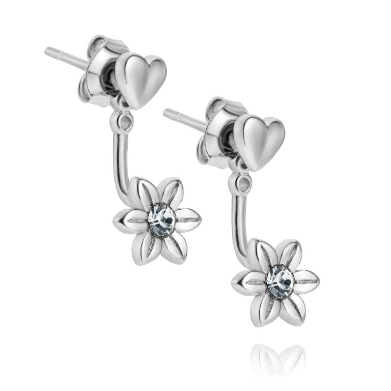 Silberohrringe mit Zirkonia, Stecker, rhodiniert, aus 925 Silber, 17 mm x 6 mm, Anlaufgeschützt