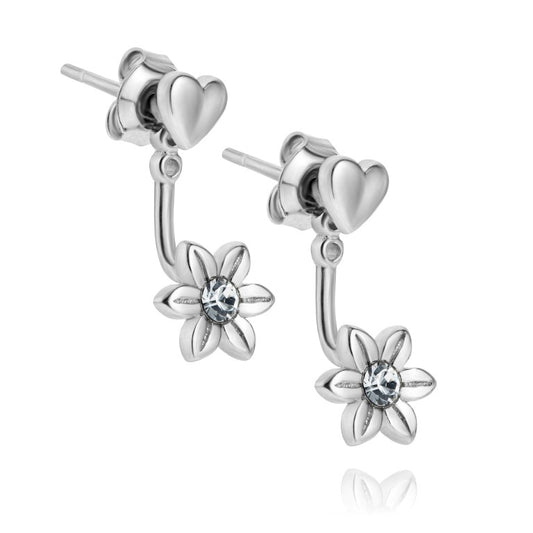 Silberohrringe mit Zirkonia, Stecker, rhodiniert, aus 925 Silber, 17 mm x 6 mm, Anlaufgeschützt