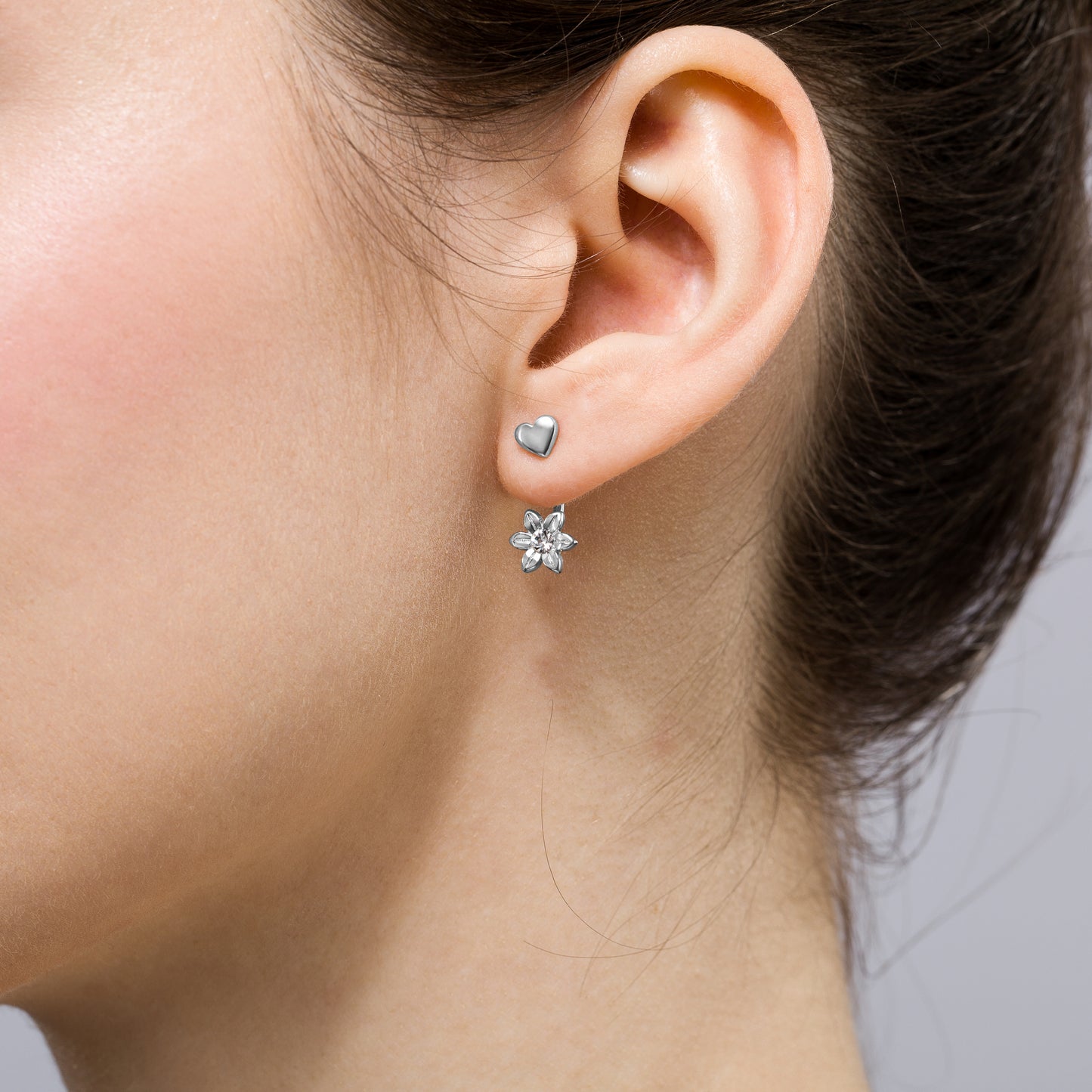 Silberohrringe mit Zirkonia, Stecker, rhodiniert, aus 925 Silber, 17 mm x 6 mm, Anlaufgeschützt
