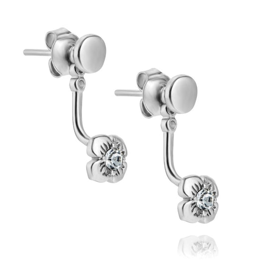 Silberohrringe mit Zirkonia, Stecker, rhodiniert, aus 925 Silber, 17 mm x 6 mm, Anlaufgeschützt