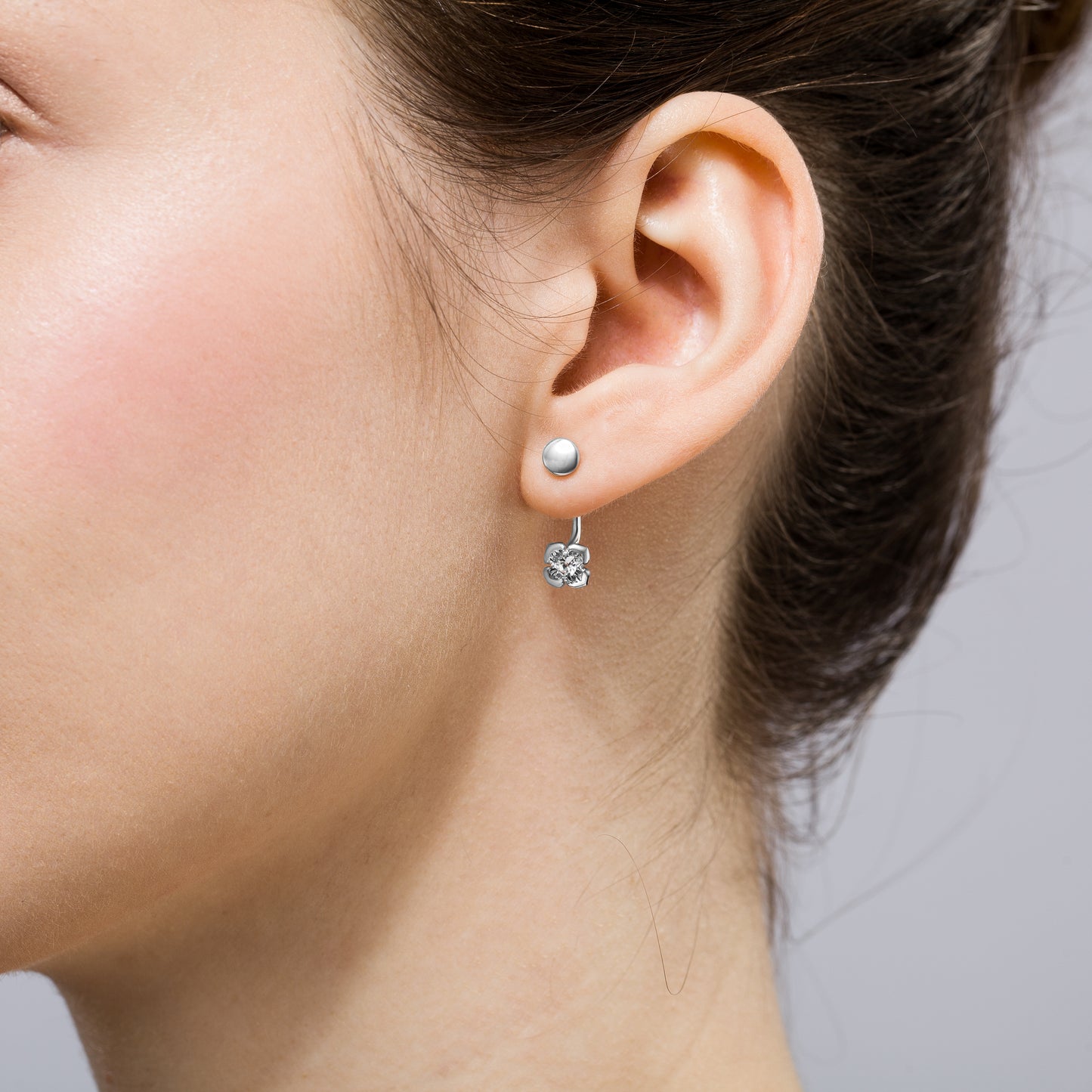 Silberohrringe mit Zirkonia, Stecker, rhodiniert, aus 925 Silber, 17 mm x 6 mm, Anlaufgeschützt