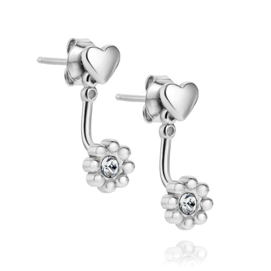 Silberohrringe mit Zirkonia, Stecker, rhodiniert, aus 925 Silber, 17 mm x 6 mm, Anlaufgeschützt