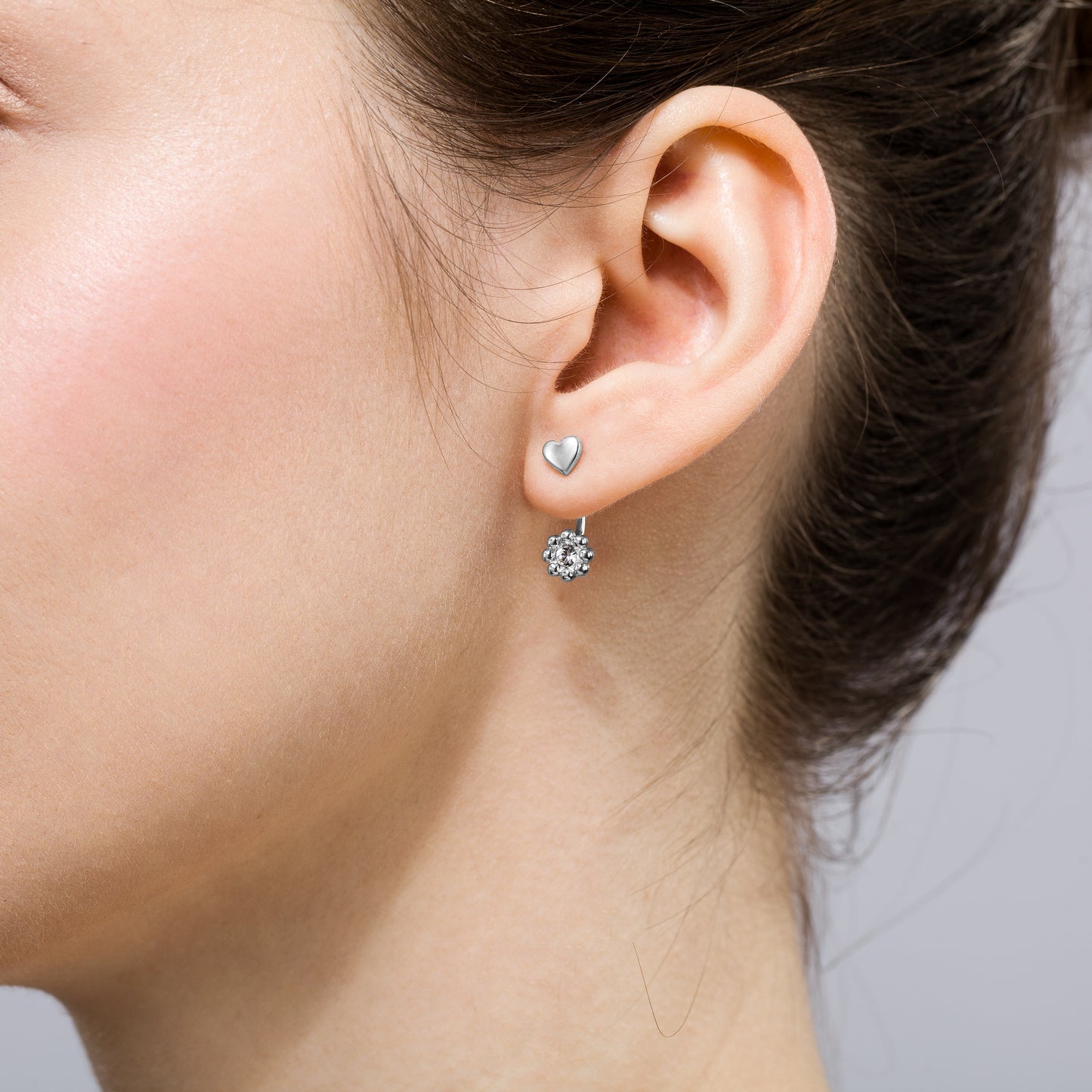 Silberohrringe mit Zirkonia, Stecker, rhodiniert, aus 925 Silber, 17 mm x 6 mm, Anlaufgeschützt
