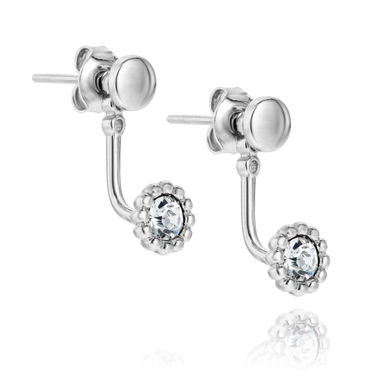 Silberohrringe mit Zirkonia, Stecker, rhodiniert, aus 925 Silber, 17 mm x 6 mm, Anlaufgeschützt