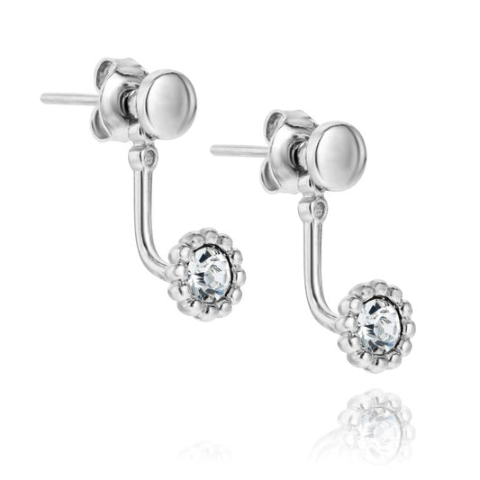Silberohrringe mit Zirkonia, Stecker, rhodiniert, aus 925 Silber, 17 mm x 6 mm, Anlaufgeschützt