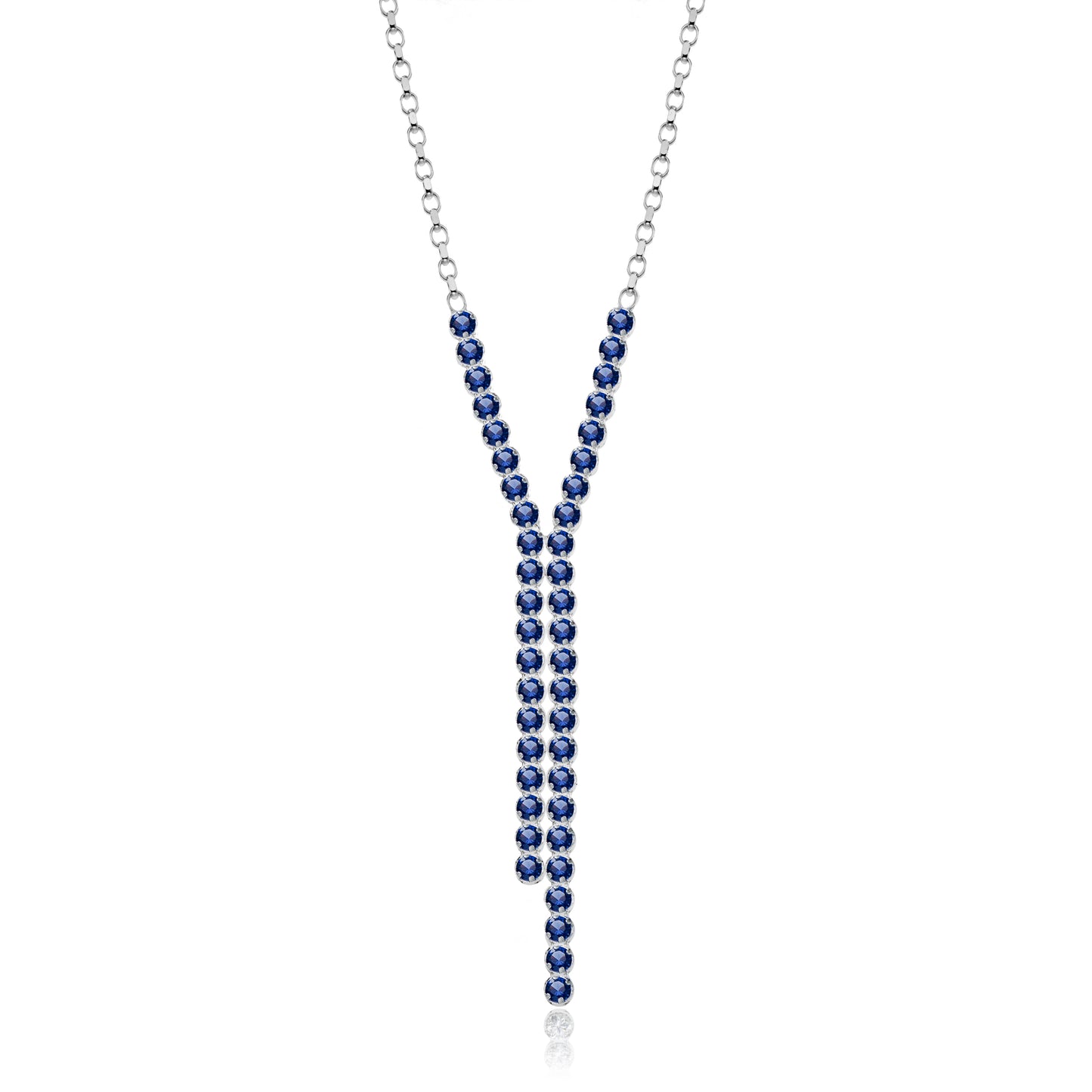 Ankerkette mit blauem Anhänger, aus 925 Silber, Anlaufgeschützt, Breite  1,5 mm, Länge 45+3 cm