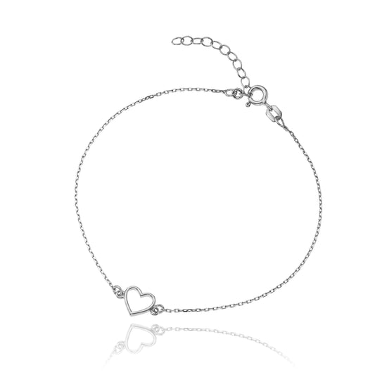 Ein Herz-Armband aus 925 Silber, Anlaufgeschützt Breite 0,6 mm, Länge 16-19,5 cm