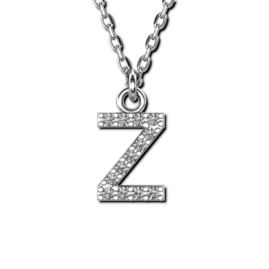Ankerkette mit Buchstaben-Anhänger "Z", aus 925 Silber, rhodiniert, Breite ca 1 mm, Länge 42 + 3 cm
