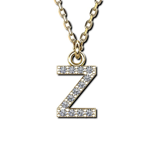 Vergoldete Ankerkette mit Buchstaben-Anhänger "Z", aus 925 Silber, Breite ca 1 mm, Länge 40 + 3 cm
