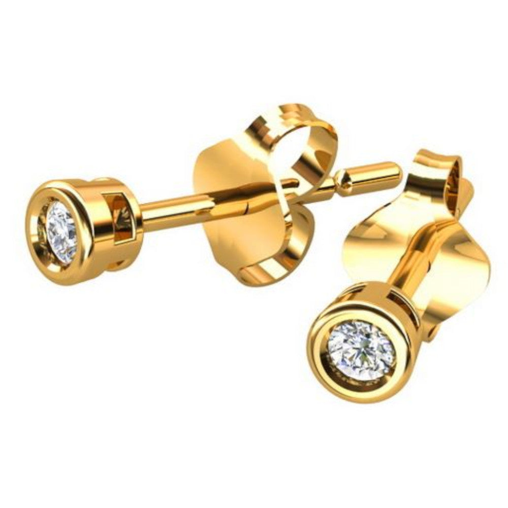 Vergoldete Silberohrringe mit Zirkonia, Stecker, aus 925 Silber, 2 mm, Anlaufgeschützt