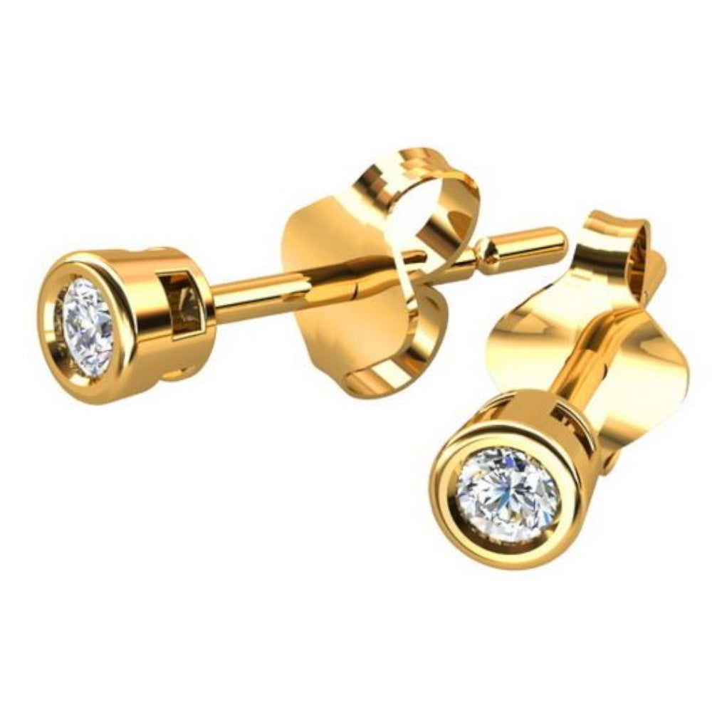 Vergoldete Silberohrringe mit Zirkonia, Stecker, aus 925 Silber, 2,5 mm, Anlaufgeschützt