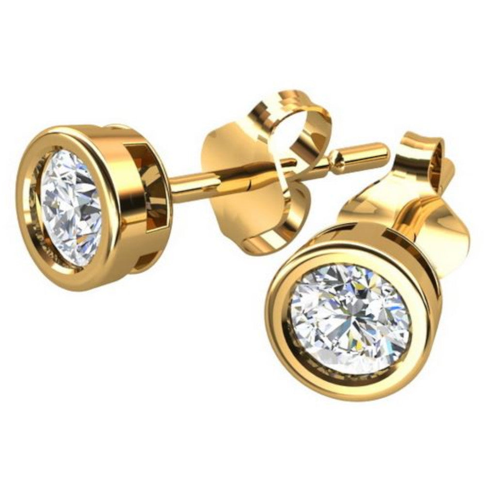 Vergoldete Silberohrringe mit Zirkonia, Stecker, aus 925 Silber, 4 mm, Anlaufgeschützt