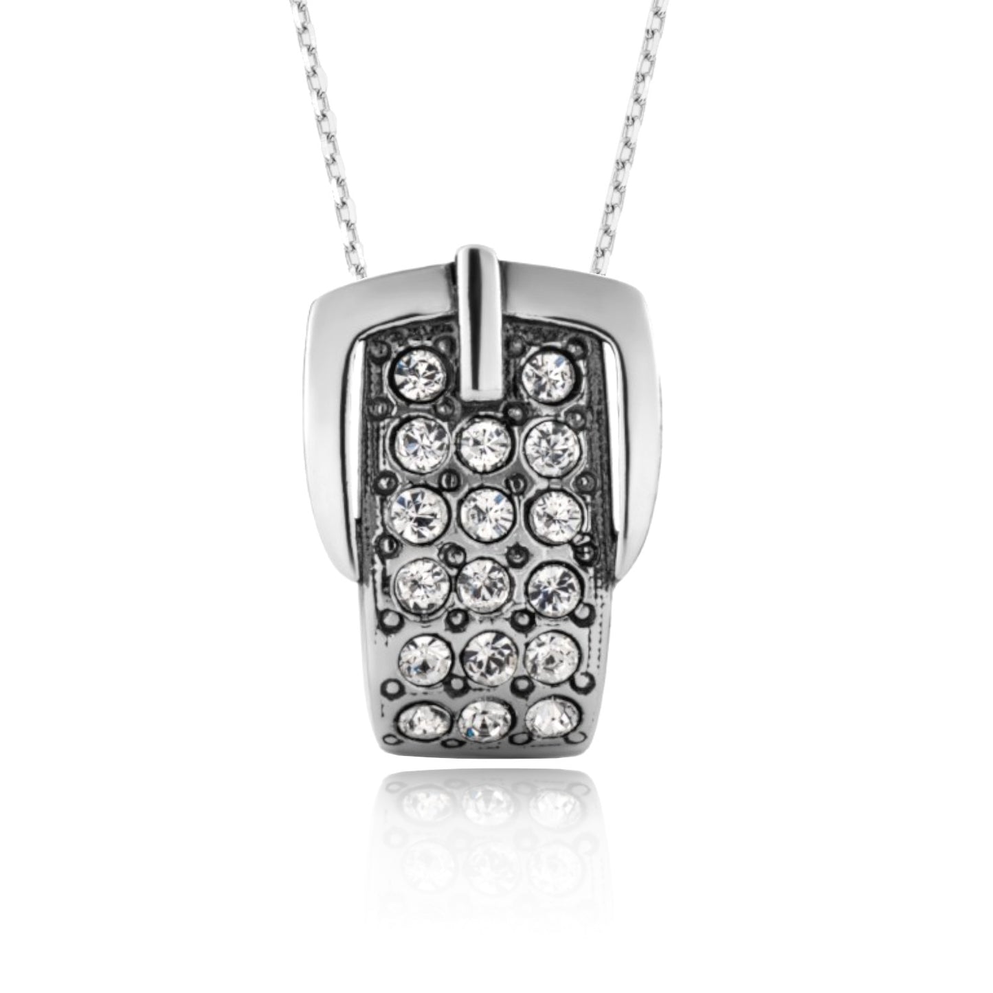 Gurtschnalle-Anhänger aus 925 Silber, Anlaufgeschützt, Größe: 20 mm x 28 mm (ohne Kette)