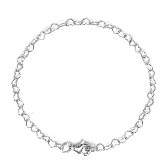 Ein Herzenarmband aus 925 Silber, Breite 3,0 mm, Länge 20 cm