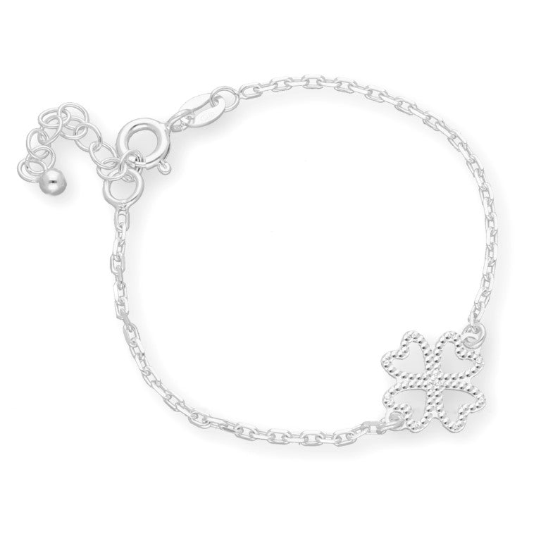Ein Kinderarmband mit einem Kleeblatt, aus 925 Silber, Anlaufgeschützt Breite mm, Länge 10-12 cm