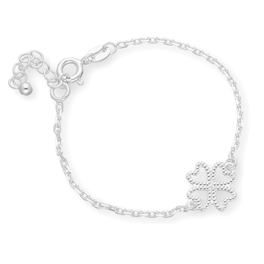 Ein Kinderarmband mit einem Kleeblatt, aus 925 Silber, Anlaufgeschützt Breite mm, Länge 10-12 cm