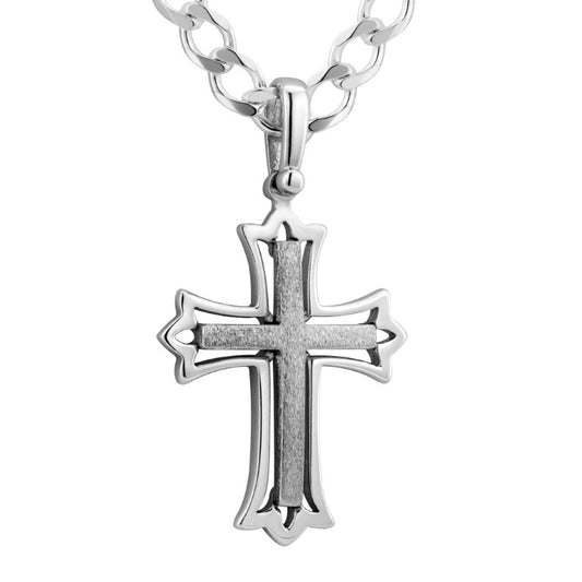 Ein Kreuz aus massivem Silber 925, teiloxidiert, Größe 28 mm x 20 mm, teilweise oxidiert (ohne Kette)