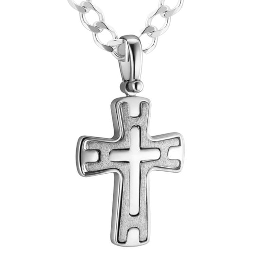 Ein Kreuz aus massivem Silber 925, teiloxidiert, Größe 28 mm x 20 mm, teilweise oxidiert (ohne Kette)