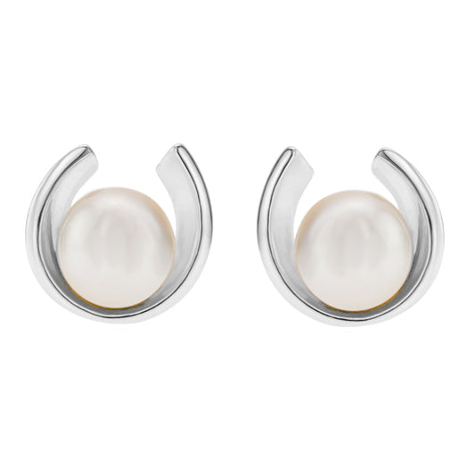 Runde Silberohrringe mit Glasperlen, Stecker aus 925 Silber, 8 mm, Anlaufgeschützt