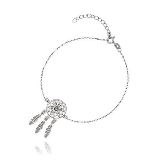 Ein Traumfänger-Armband aus 925 Silber, Anlaufgeschützt Breite 0,6 mm, Länge 16-19,5 cm