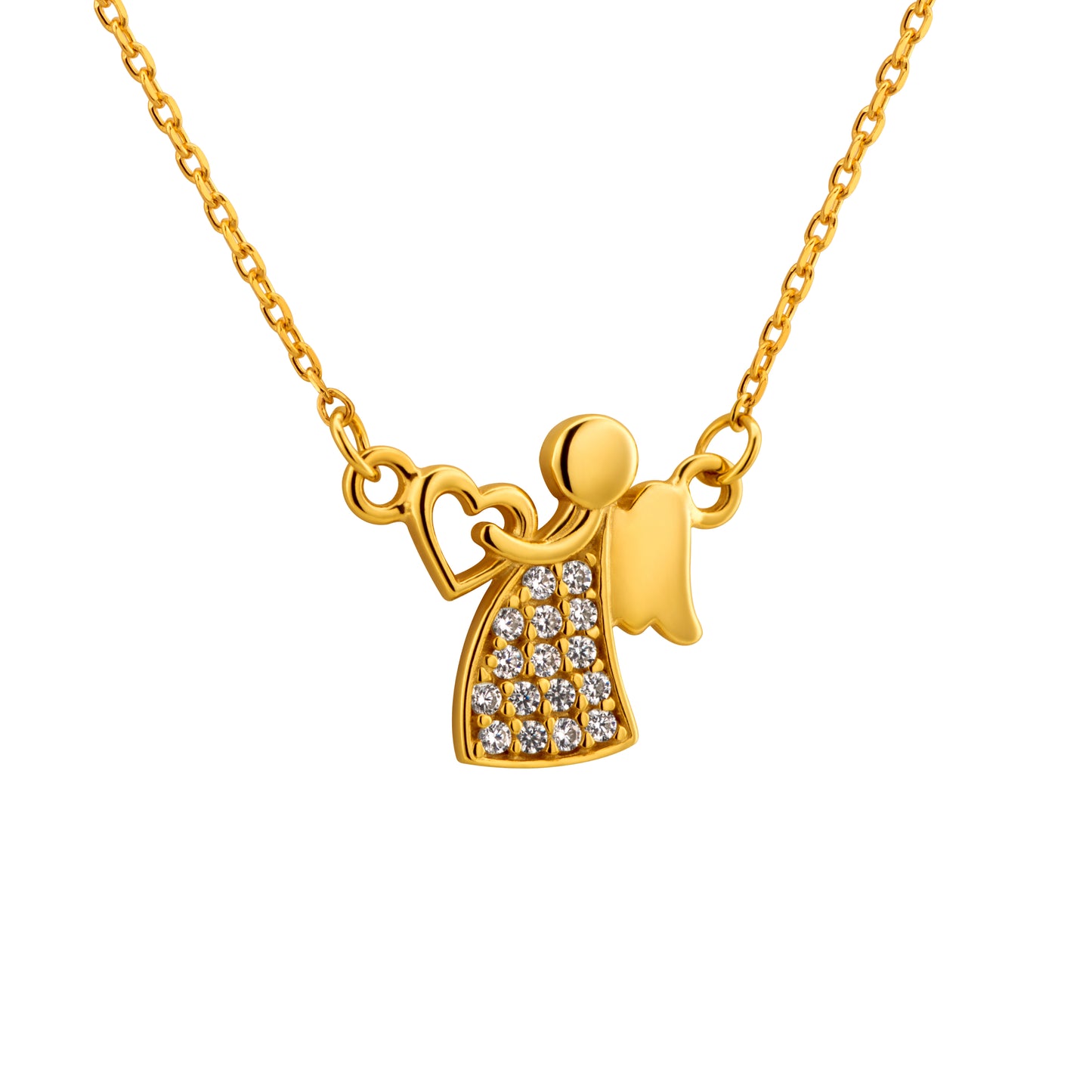 Eine Kette mit Engelanhänger aus 333 Gold, 15 mm x 15 mm, Kette 42 + 3 cm