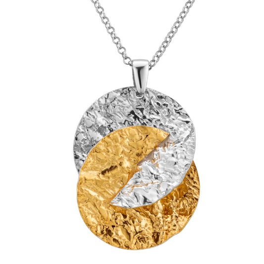 Feine Ankerkette mit einem teilvergoldeten Anhänger, aus 925 Silber, Anlaufgeschützt, Breite ca 1 mm, Länge 45+4 cm