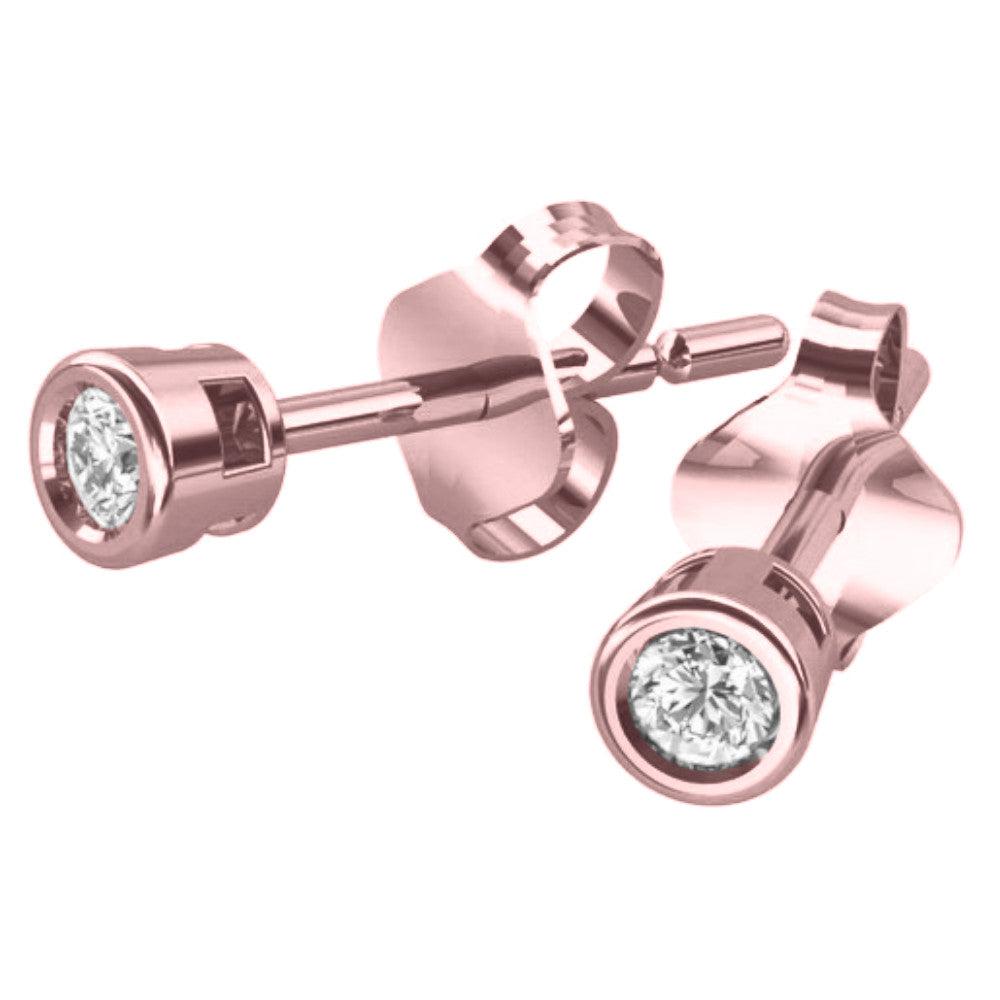 Rose-vergoldete Silberohrringe mit Zirkonia, Stecker, aus 925 Silber, 2,5 mm, Anlaufgeschützt