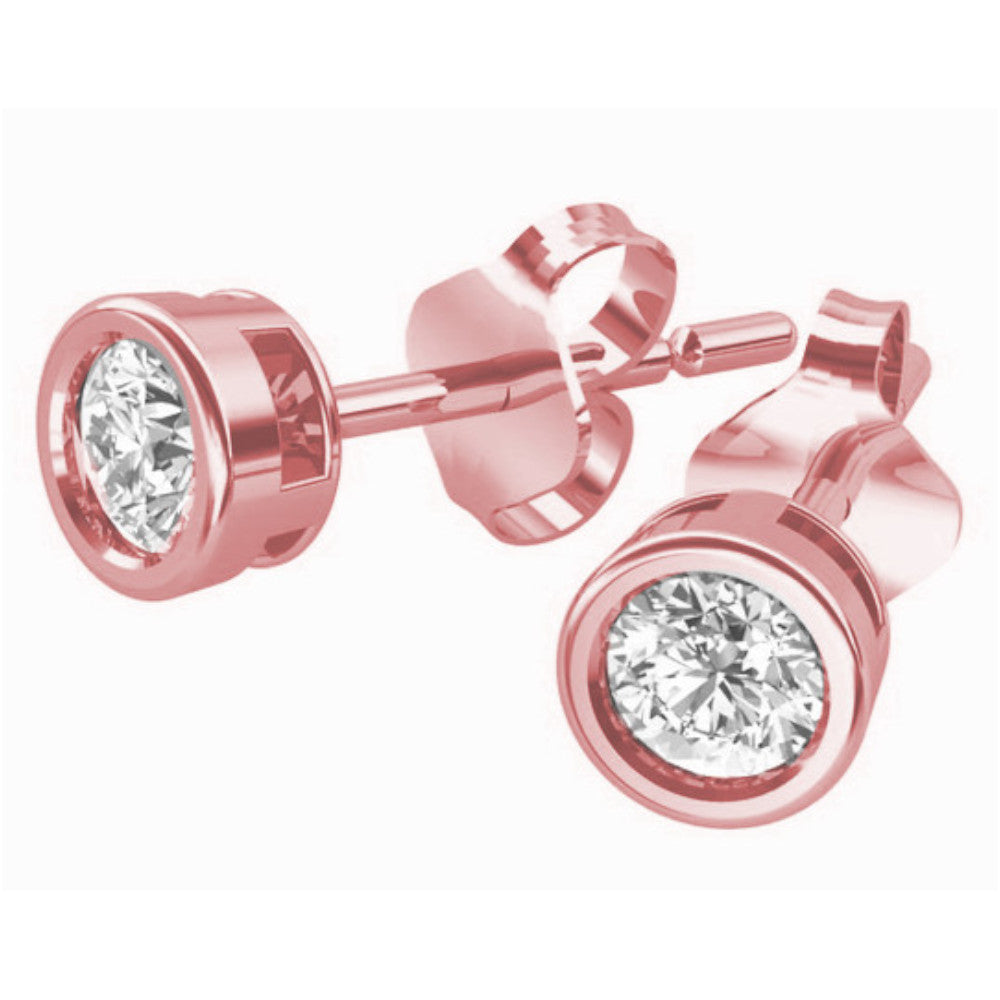 Rose-vergoldete Silberohrringe mit Zirkonia, Stecker, aus 925 Silber, 3,5 mm, Anlaufgeschützt