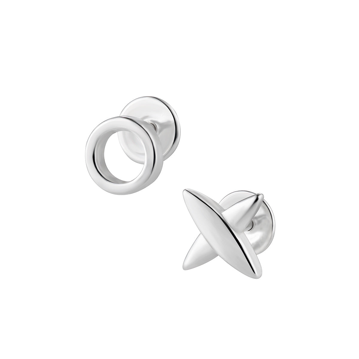 Ein Paar Kinderohrringe Tic Tac Toe / Drei Gewinnt, Stecker, aus 925 Silber, Anlaufgeschützt