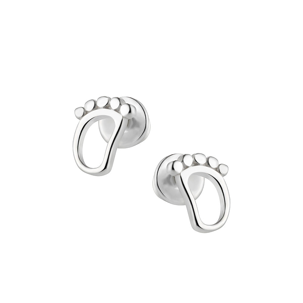 Ein Paar Kinderohrringe Füßchen, Stecker, aus 925 Silber, Anlaufgeschützt