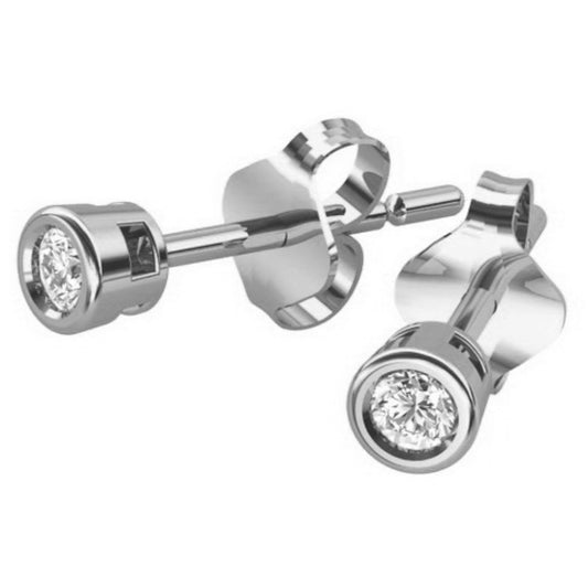 Silberohrringe mit Zirkonia, Stecker, aus 925 Silber, rhodiniert, 2,5 mm, Anlaufgeschützt