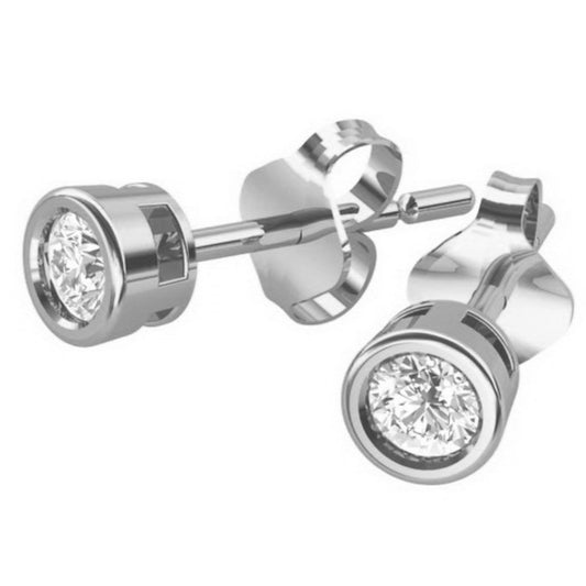 Silberohrringe mit Zirkonia, Stecker, aus 925 Silber, rhodiniert, 3 mm, Anlaufgeschützt