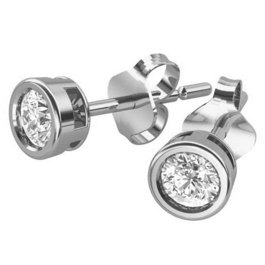 Silberohrringe mit Zirkonia, Stecker, aus 925 Silber, rhodiniert, 3,5 mm, Anlaufgeschützt