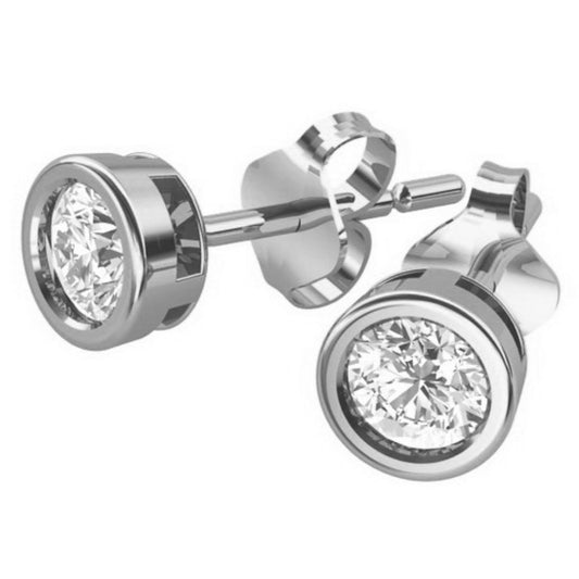Silberohrringe mit Zirkonia, Stecker, aus 925 Silber, rhodiniert, 4 mm, Anlaufgeschützt