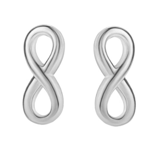 Silberohrringe Infinity/Unendlichkeit, Stecker aus 925 Silber, 7 mm, Anlaufgeschützt