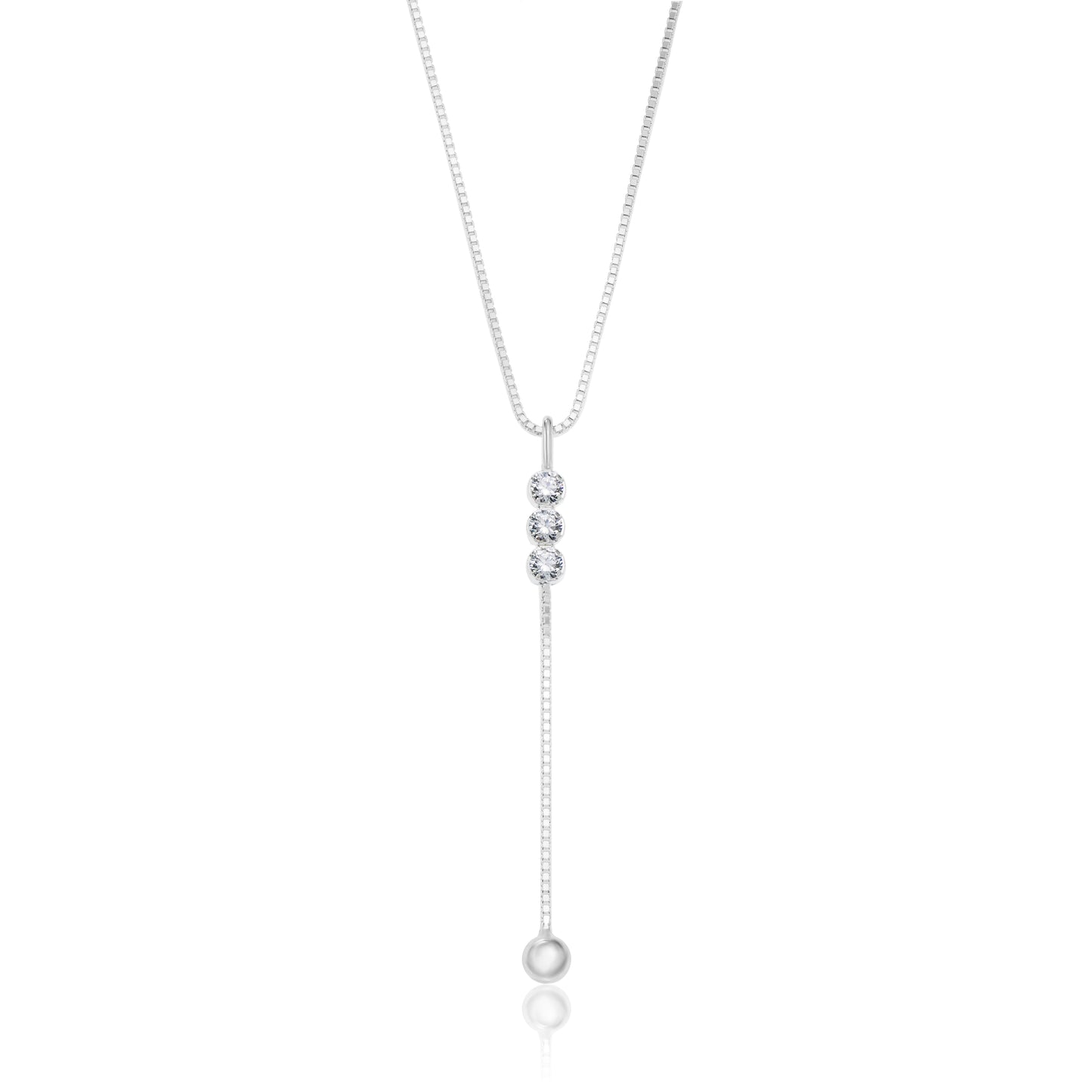 Eine Kette mit Kristall-Anhänger, aus 925 Silber, Anlaufgeschützt, Breite 0,8 mm, Länge 45+4,5 cm
