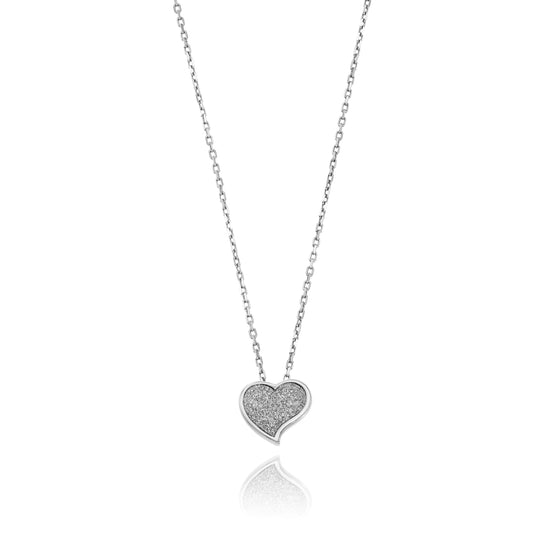 Ankerkette mit einem Herz-Anhänger, aus 925 Silber, Anlaufgeschützt, Breite 1,5 mm, Länge 42+3 cm