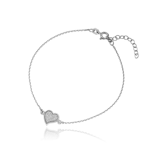 Ein Herz-Armband aus 925 Silber, Anlaufgeschützt Breite 0,6 mm, Länge 16-19,5 cm