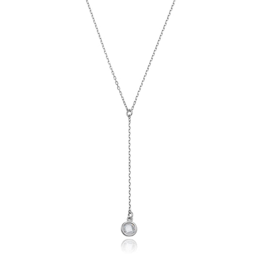 Eine Ankerkette mit einem Kristall-Anhänger, aus 925 Silber, Anlaufgeschützt, Breite 0,6 mm, Länge 42+3 cm