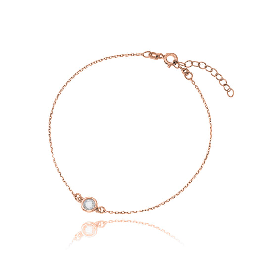 Ein rose-vergoldetes Armband mit Zirkonia, aus 925 Silber, Anlaufgeschützt Breite 0,6 mm, Länge 16-19,5 cm